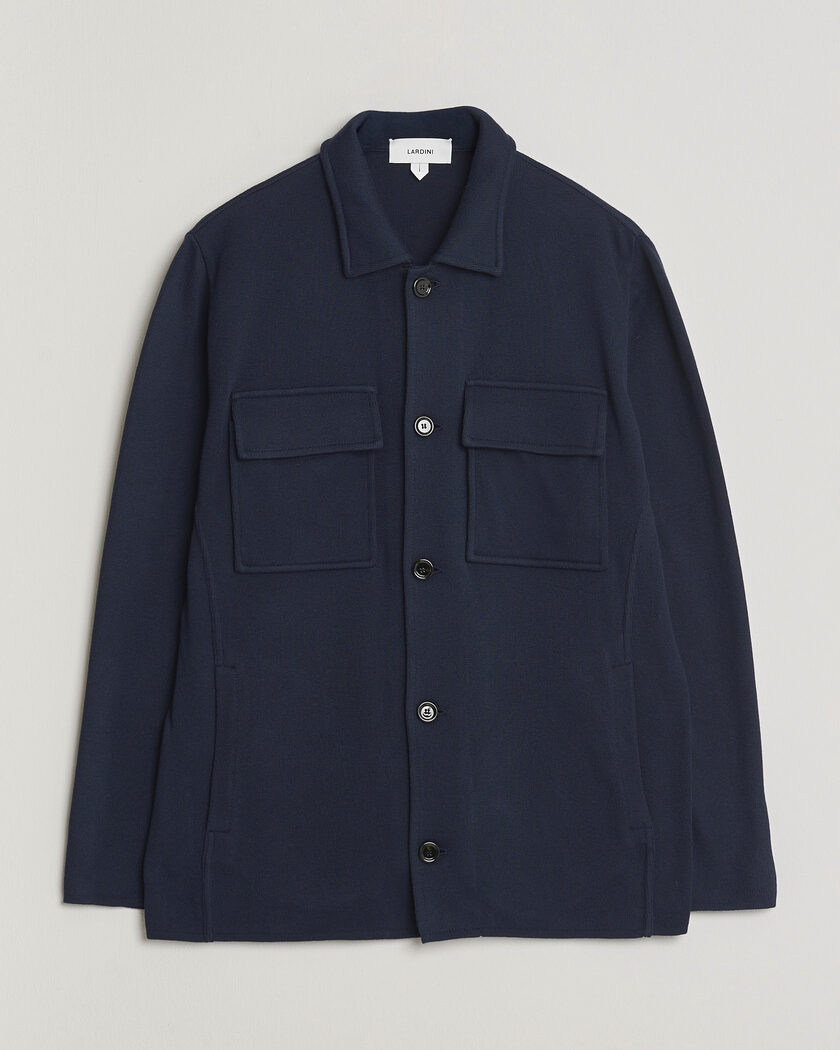 Lardini Knitted Cotton Pocket Shirt Jacket Navy – Bleu