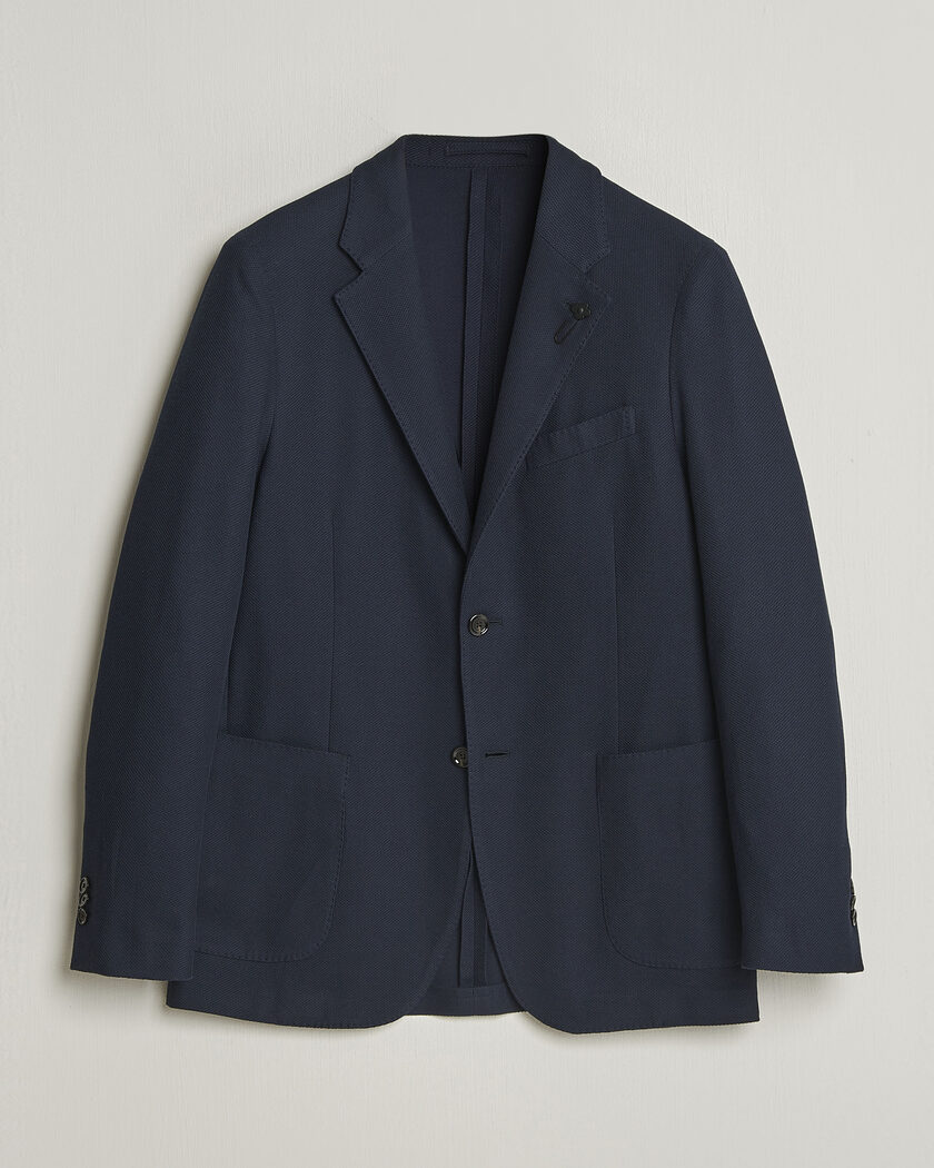 Lardini Loro Piana Jersey Piquet Cotton Blazer Navy – Bleu