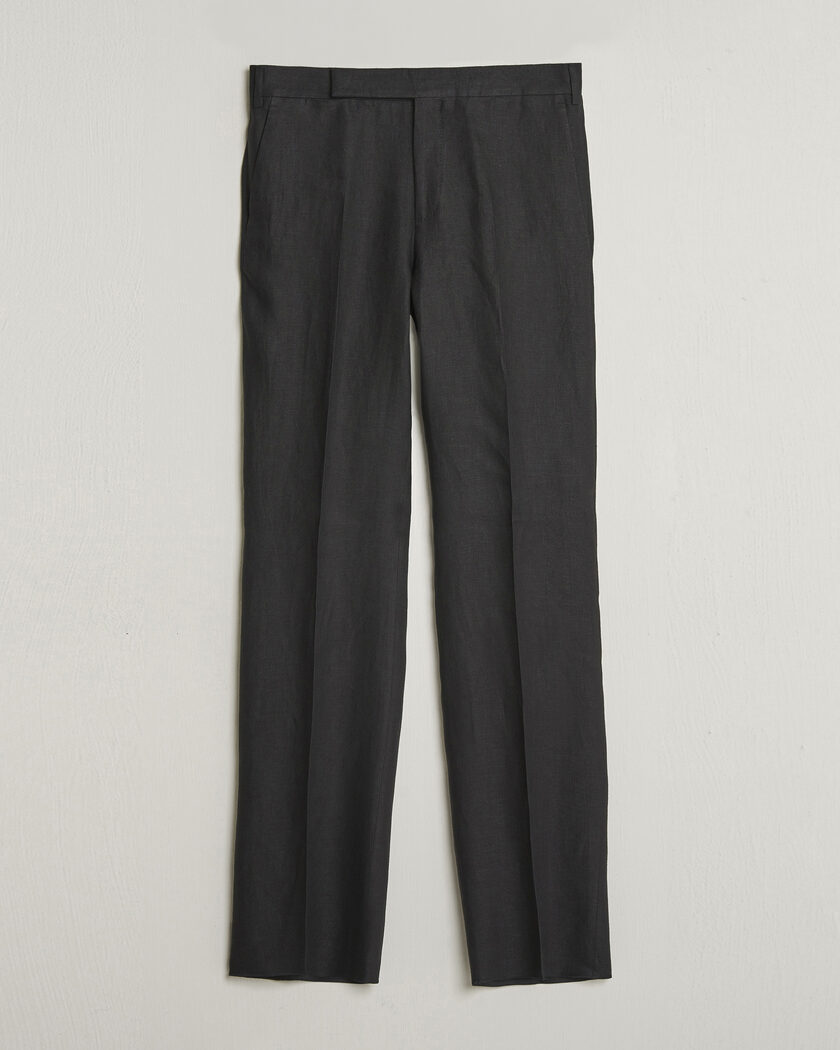 Lardini Palu Straight Fit Linen Trousers Black – Noir