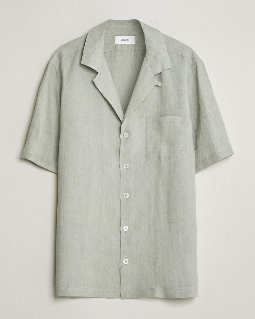 Lardini Klop Short Sleeve Linen Resort Shirt Light Green – Vert