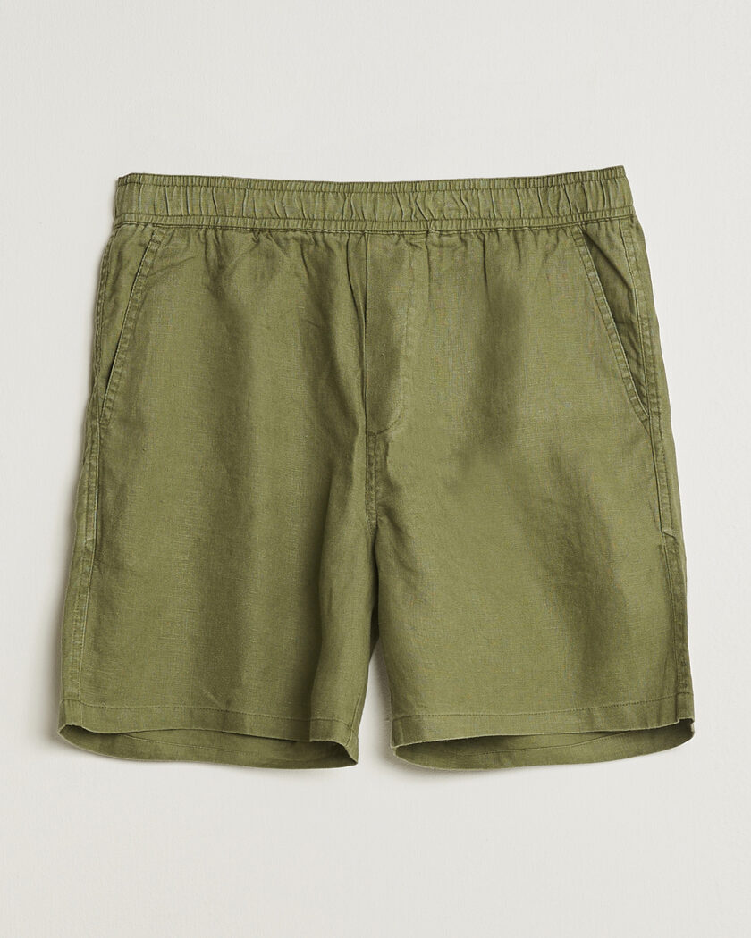 Samsøe Samsøe Jabari Linen Drawstring Shorts Burnt Olive – Vert