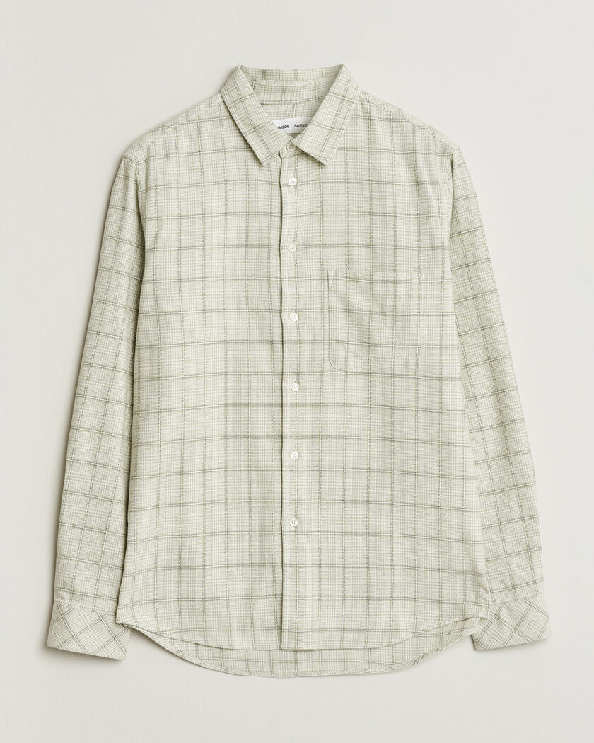 Samsøe Samsøe Liam Checked Cotton Shirt Off White – Vert