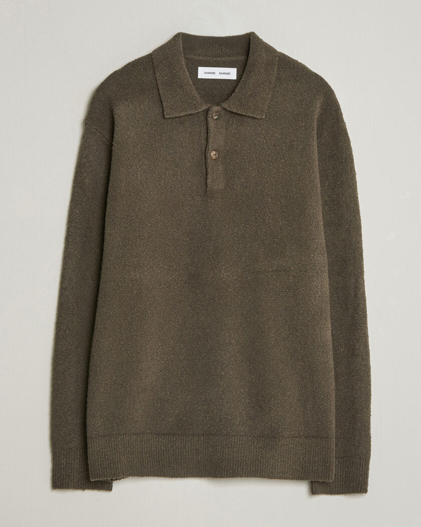 Samsøe Samsøe Nino Knitted Polo Black Olive – Marron