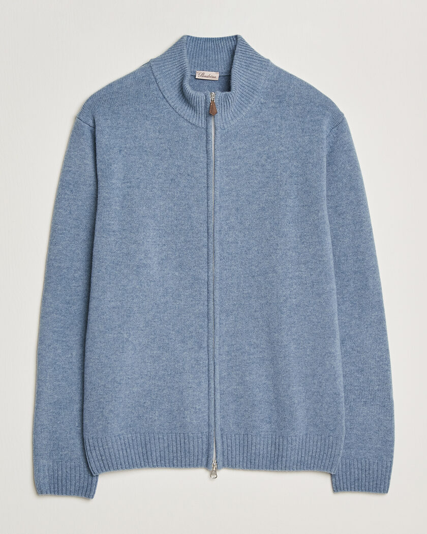 Stenströms Brushed Merino Full Zip Light Blue – Bleu