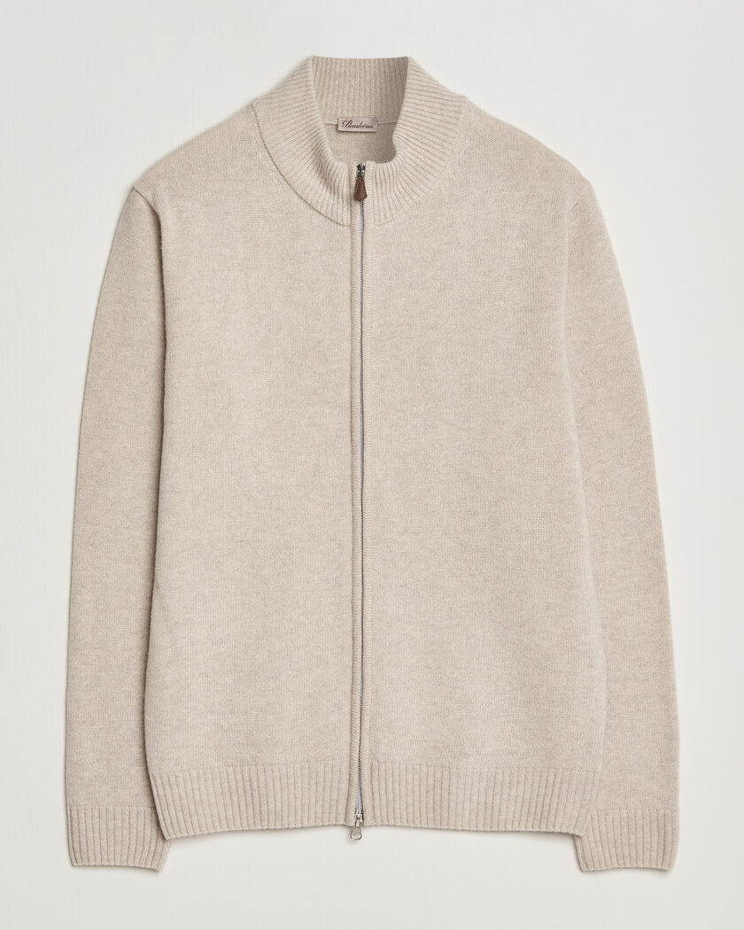 Stone Island Pure Wool Handmade effect Zip Cardigan Plaster