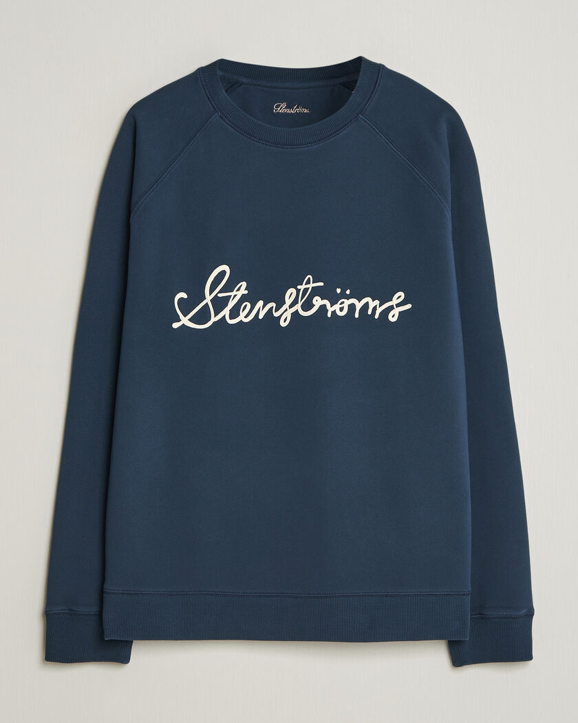 Stenströms Raglan Crew Logo Sweater Navy – Bleu