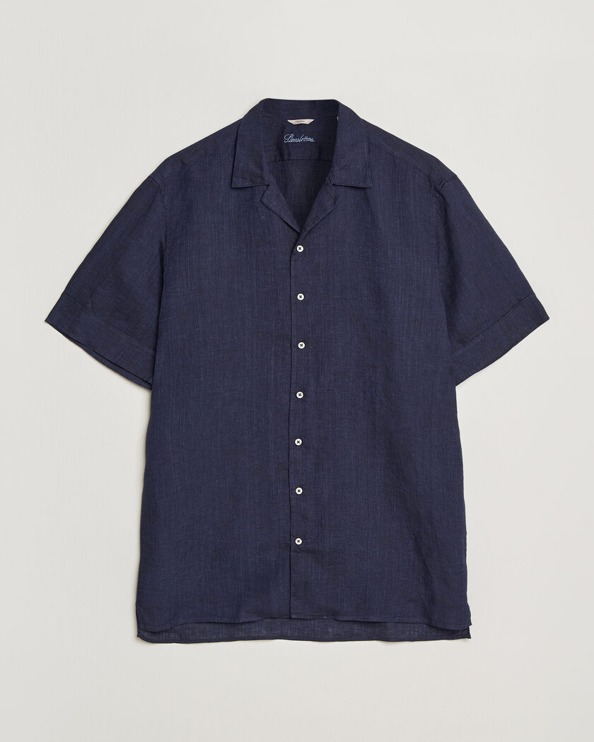 Stenströms Short Sleeve Linen Shirt Navy – Bleu