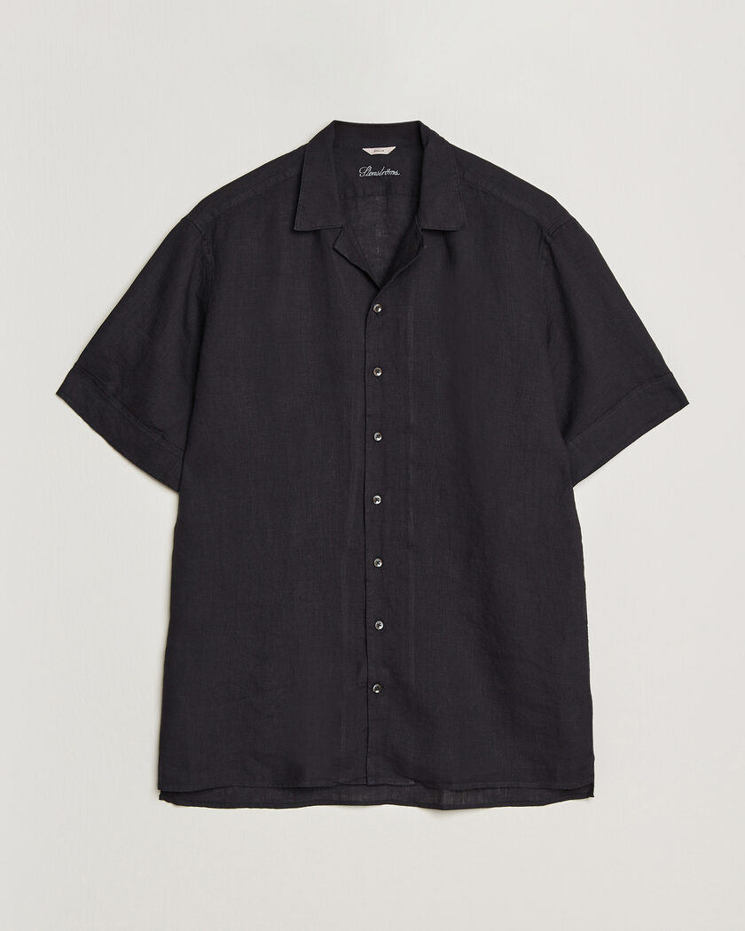 Stenströms Short Sleeve Linen Shirt Black – Noir