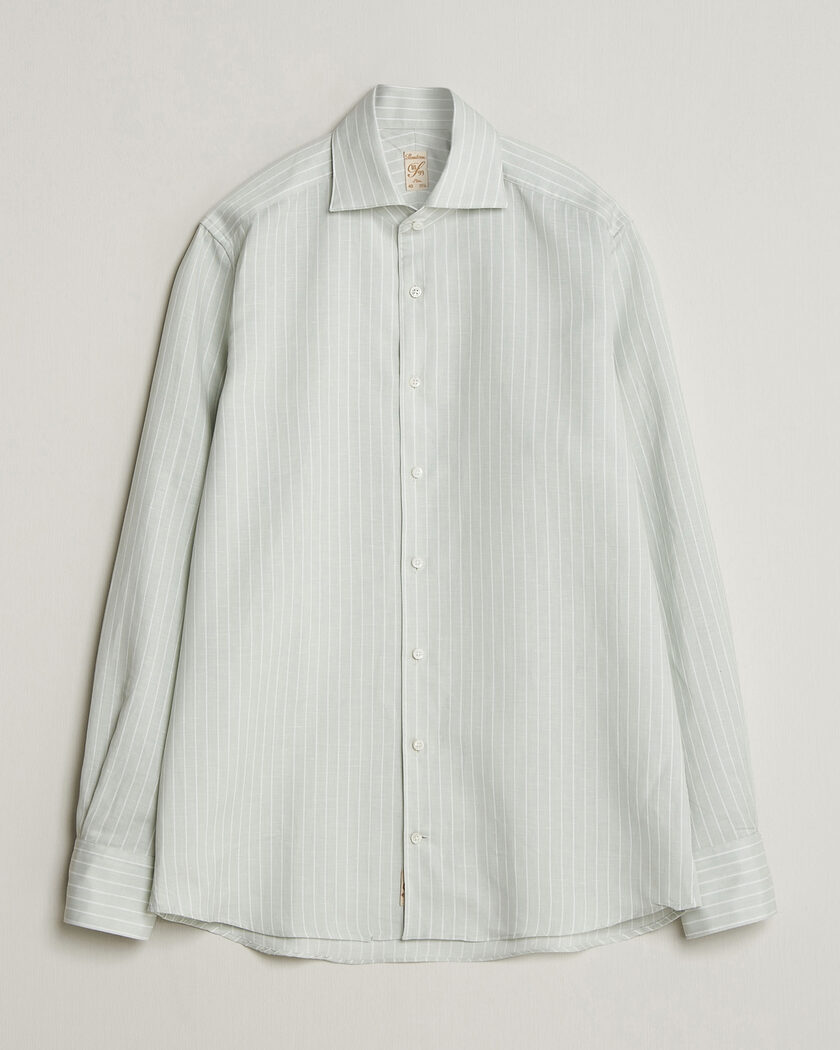 Stenströms 1899 Cotton/Linen/Silk Striped Shirt Green – Vert