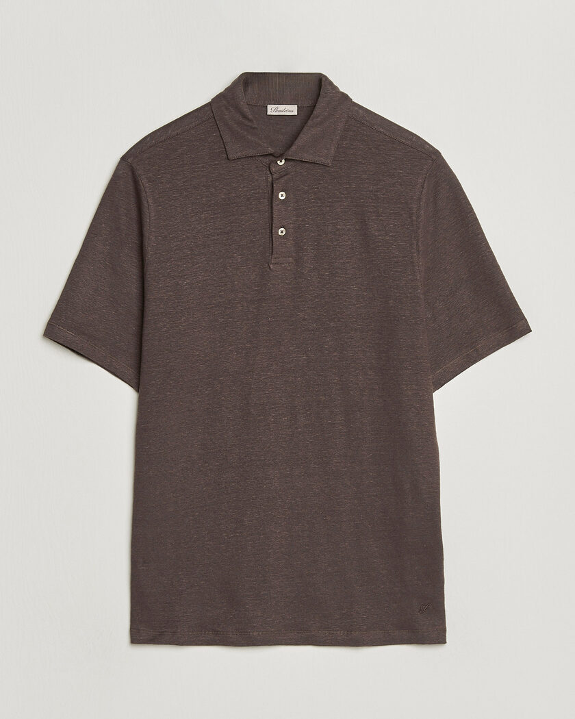 Stenströms Linen Polo Shirt Dark Brown – Marron