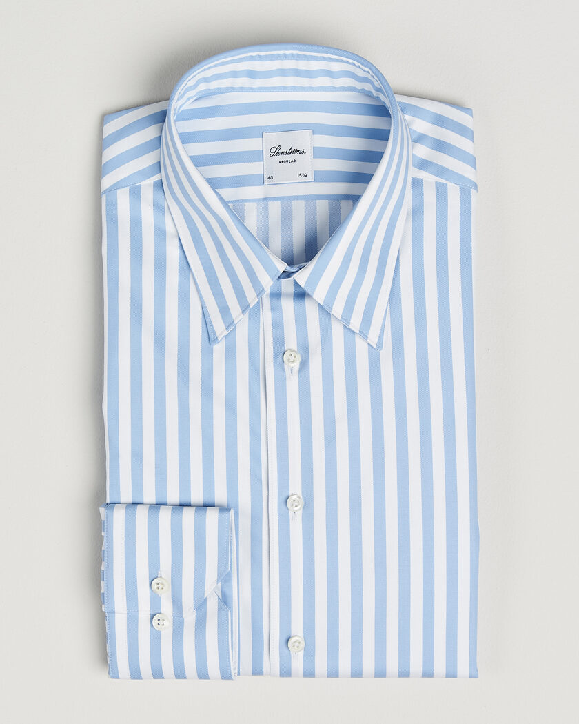 Stenströms Regular Fit Striped Pointed Collar Shirt Blue – Bleu