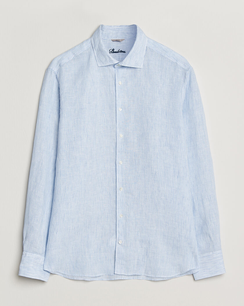 Stenströms Regular Fit Thin Striped Linen Shirt Light Blue – Bleu