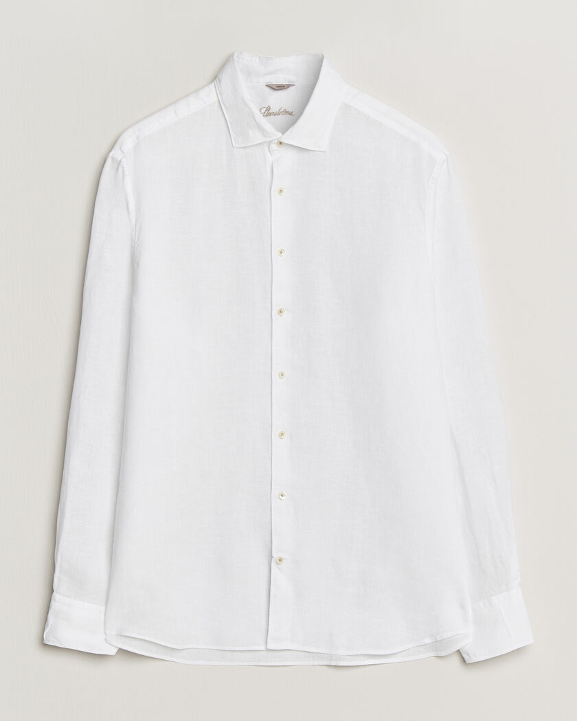 Stenströms Regular Fit Cut Away Linen Shirt White – Blanc