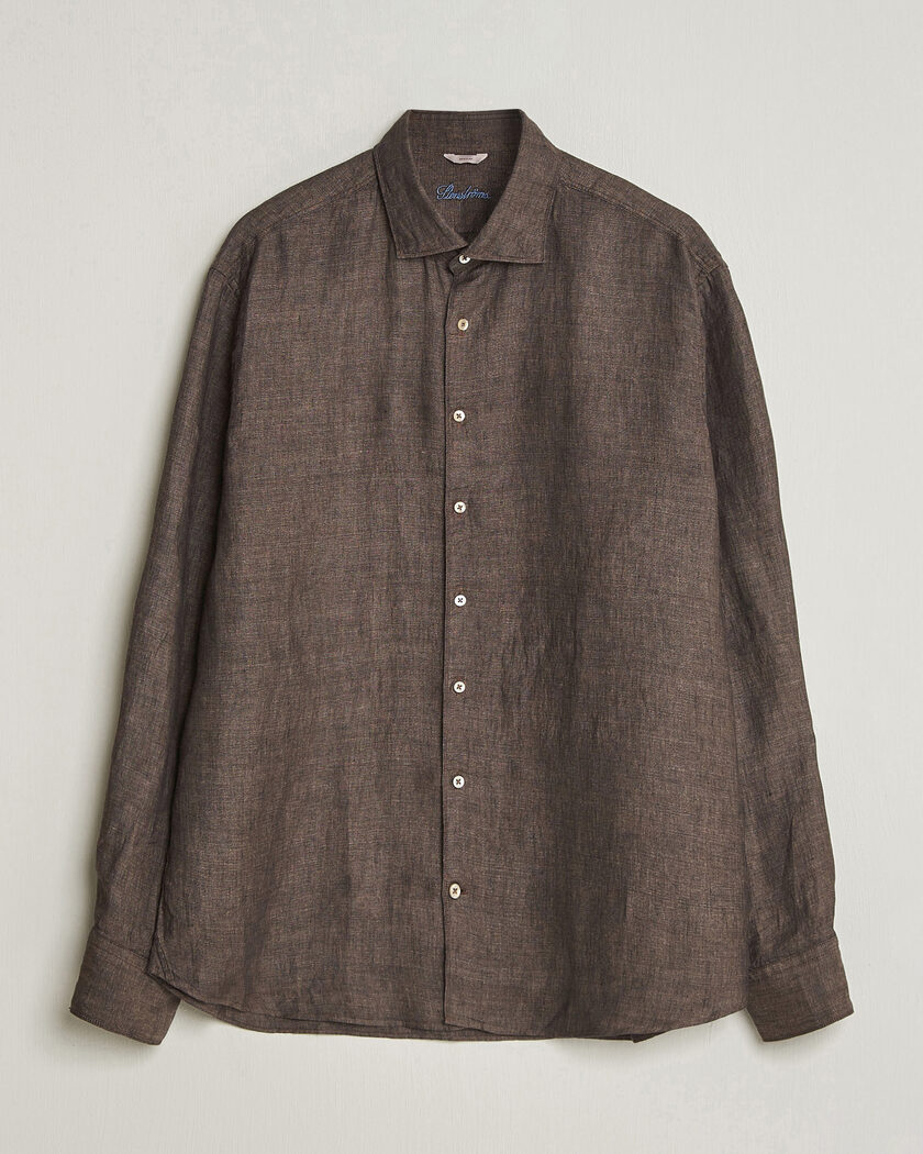Stenströms Regular Fit Cut Away Linen Shirt Brown – Marron