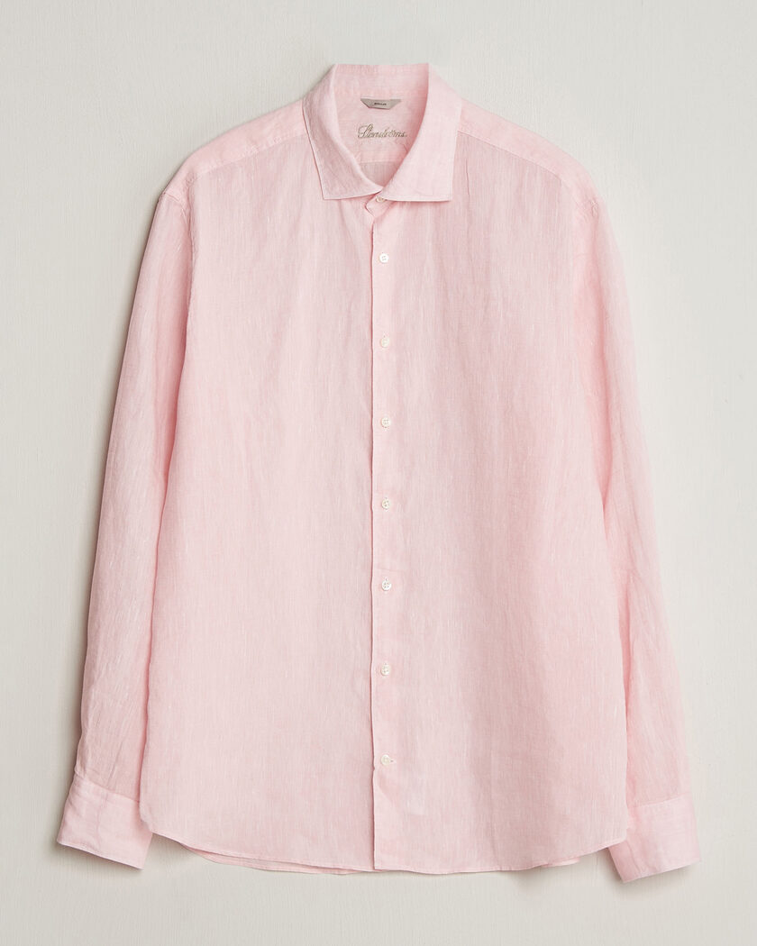 Stenströms Regular Fit Cut Away Linen Shirt Soft Pink – Rose