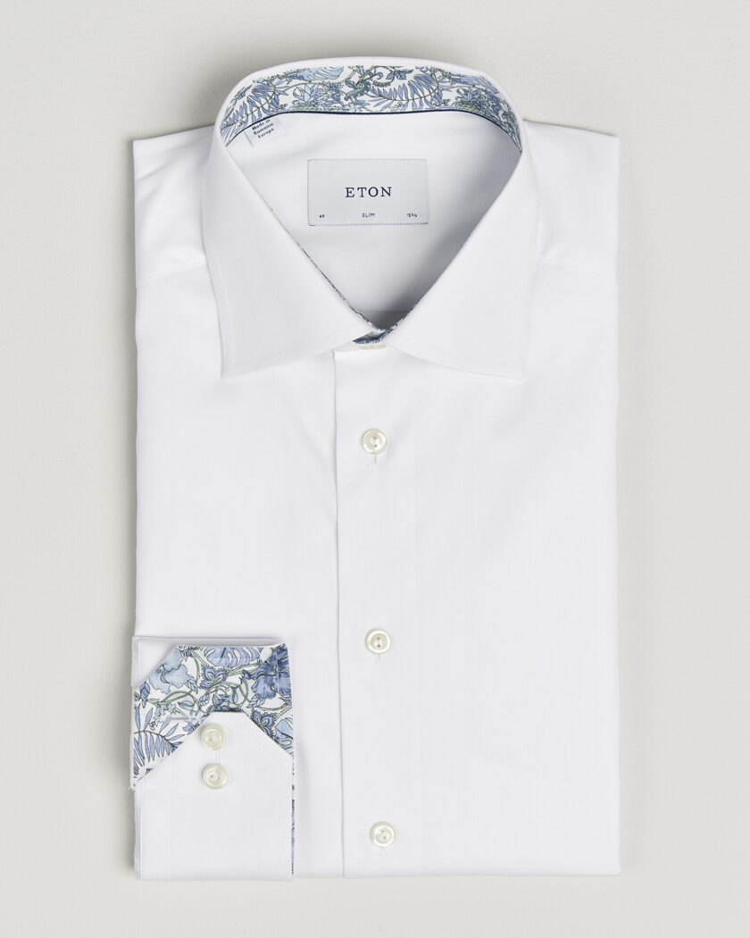 Eton Slim Fit Signature Twill Contrast Shirt White – Blanc