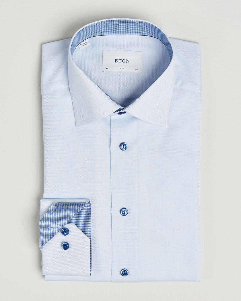 Eton Slim Fit Signature Twill Contrast Shirt Light Blue – Bleu