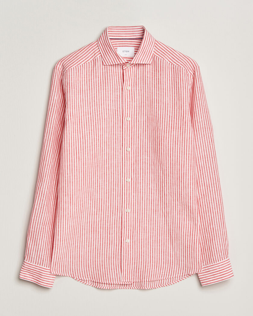 Eton Casual Fit Striped Linen Shirt Red – Rouge