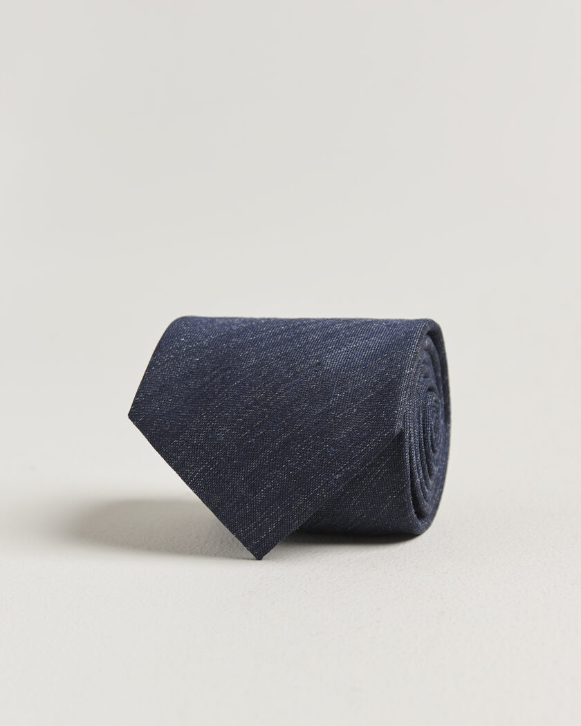 Eton Linen Silk Tie Navy Blue – Bleu