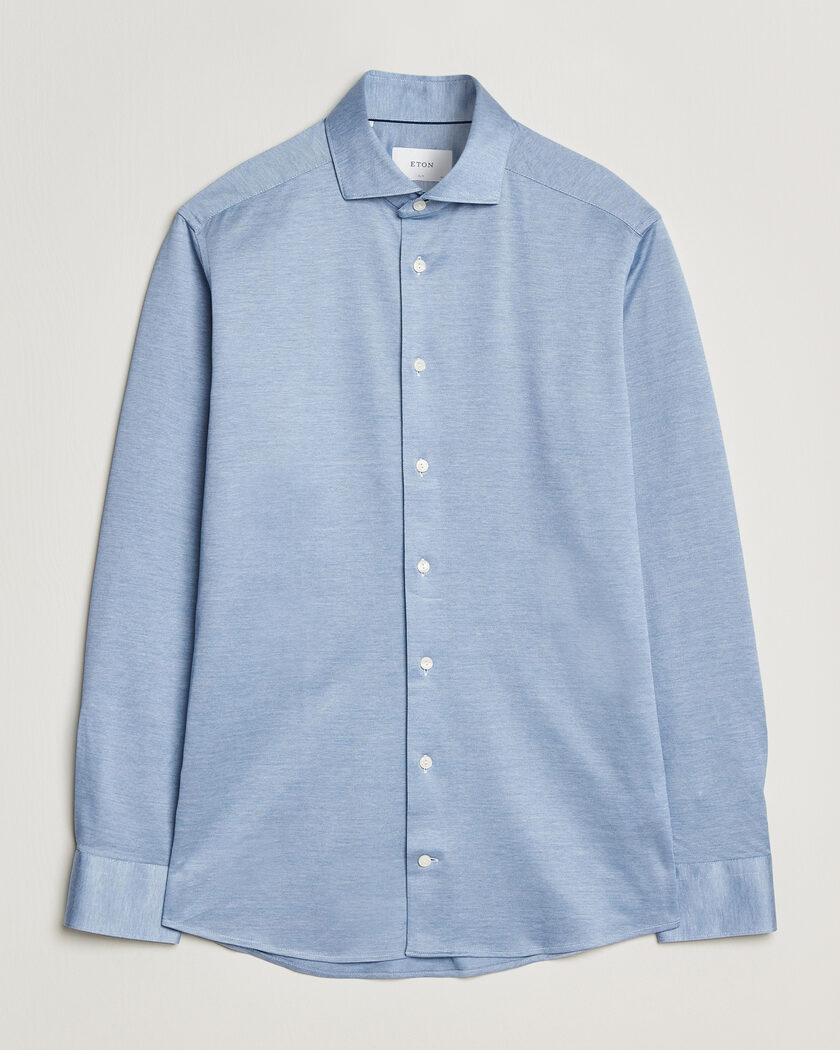 Eton Filo di Scozia Knitted Shirt Light Blue – Bleu