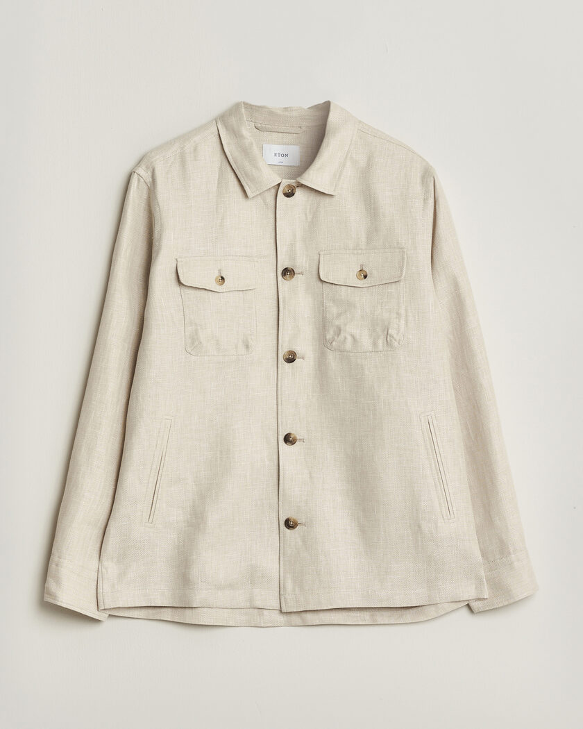 Eton Four Pocket Linen Lyocell Shirt Jacket Off White – Blanc