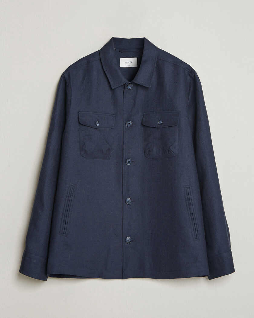 Eton Four Pocket Linen Lyocell Shirt Jacket Navy Blue – Bleu