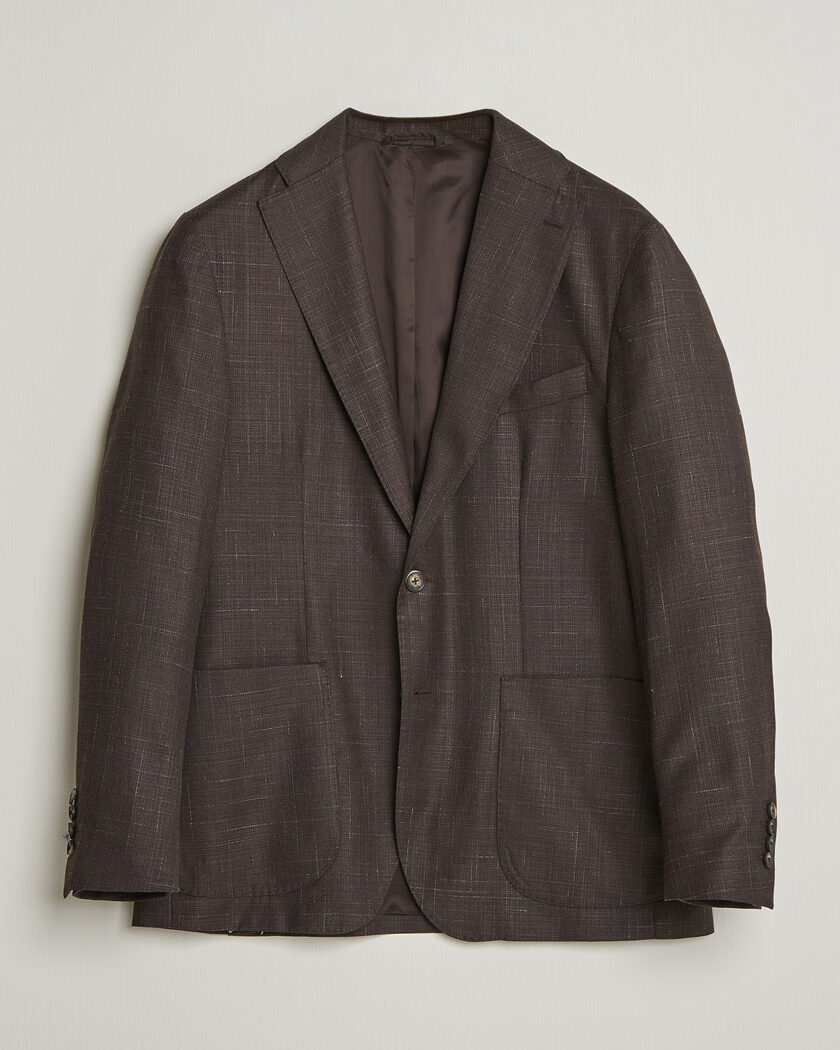 Eton Wool Silk Soft Blazer Dark Brown – Marron
