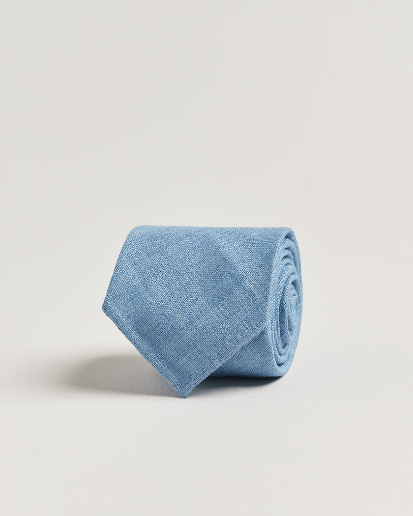 Drake's Silk Tussah Handrolled Tie Sky Blue – Bleu