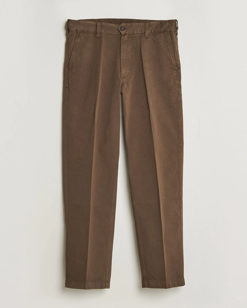 Drake's Peached Flat Front Cotton Chino Brown – Marron