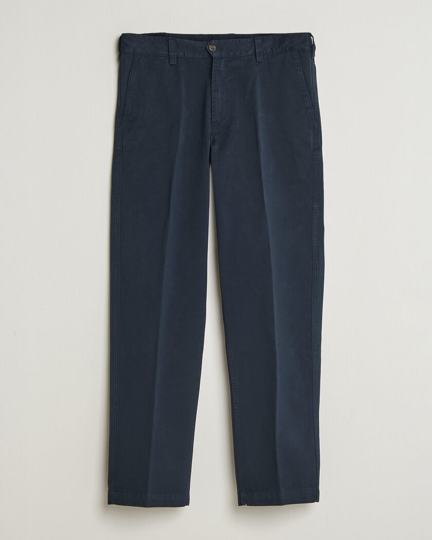 Drake's Peached Flat Front Cotton Chino Navy – Bleu