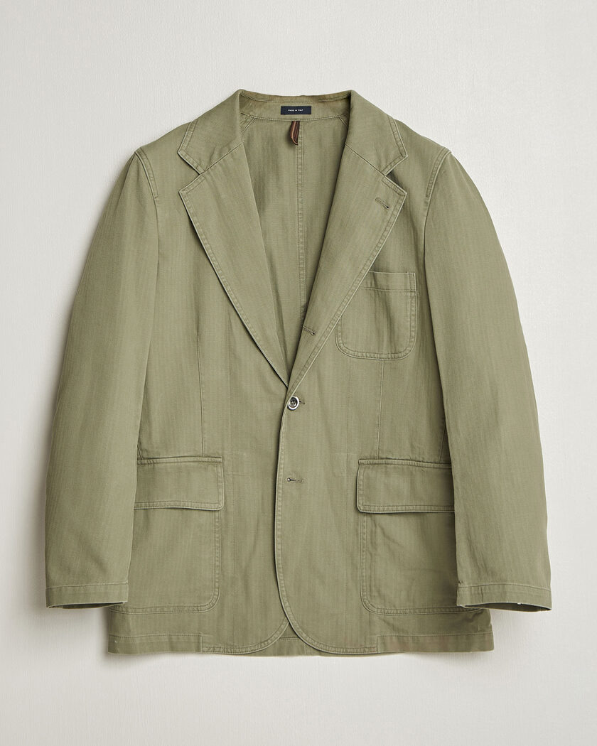 Drake's MKI Herringbone Games Blazer Olive – Vert