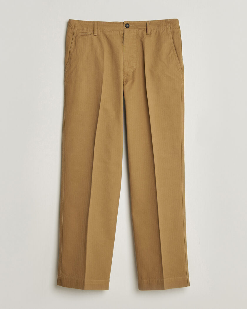 Drake's Herringbone Wide Leg Chino Khaki – Vert