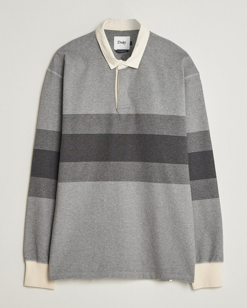 Drake's Melange Stripe Rugby Grey – Gris
