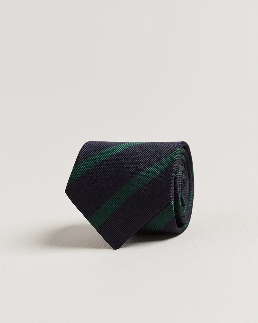 Drake's Bar Stripe Reppe Silk Tie Navy/Green – Bleu