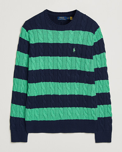 Polo Ralph Lauren Striped Cotton Cable Sweater Navy Green Combo – Multicolore