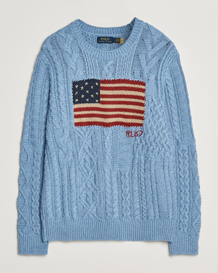 Polo Ralph Lauren Cotton Flag Sweater Light Blue Combo – Bleu