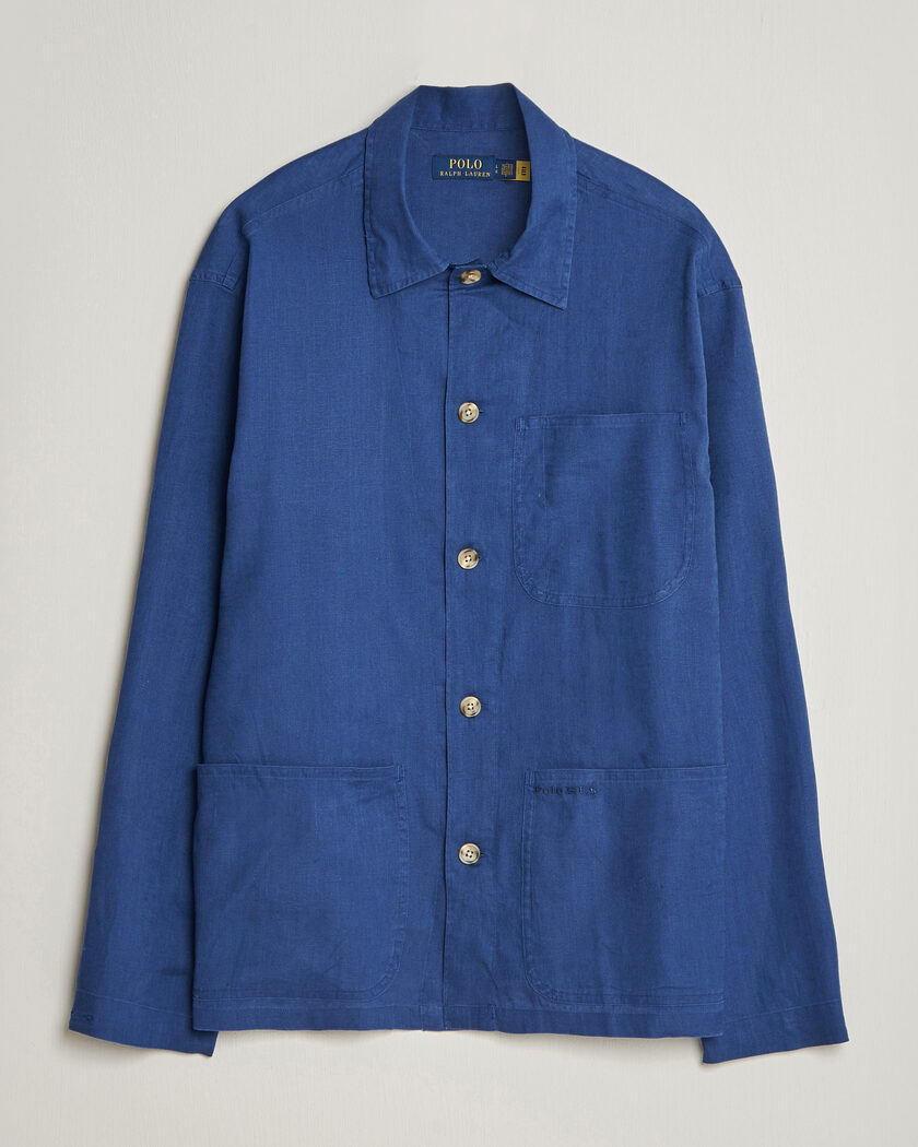 Polo Ralph Lauren Stretch Linen Overshirt Annapolis Blue - Taille: S - Coloeur: Bleu