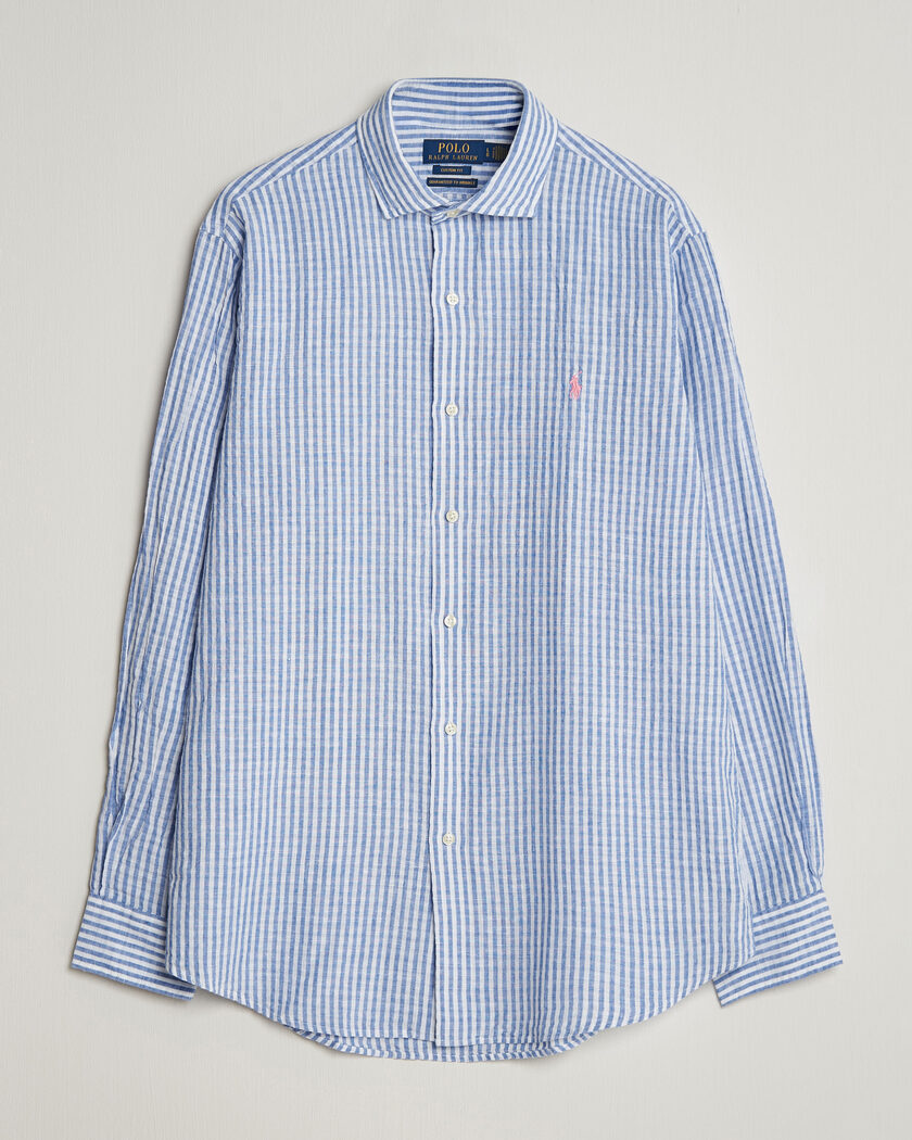 Polo Ralph Lauren Cotton/Linen Seersucker Shirt Blue/White – Bleu