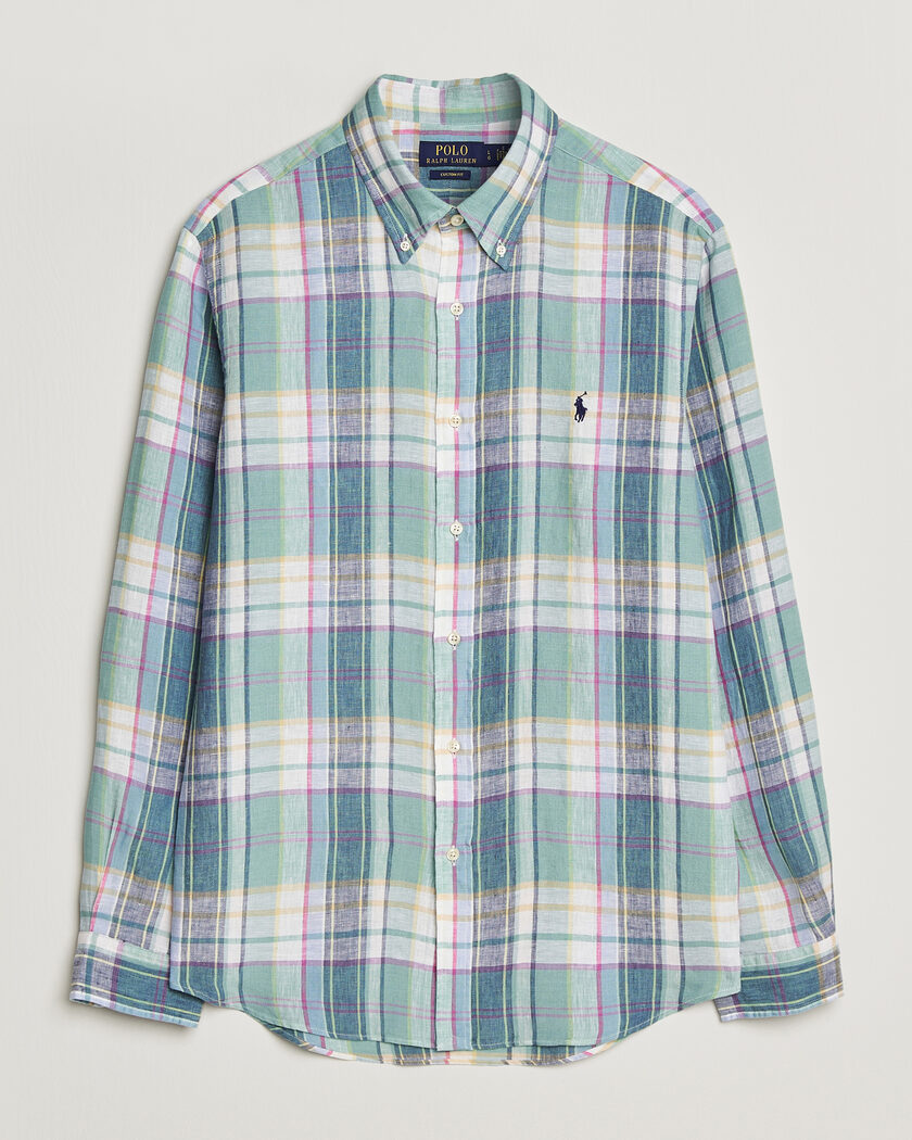 Polo Ralph Lauren Custom Fit Check Linen Shirt Green/Blue/White – Multicolore