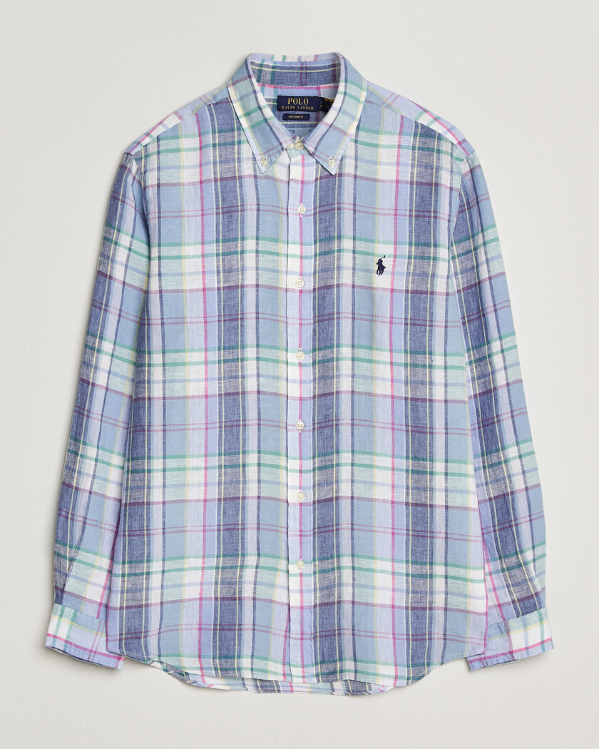 Polo Ralph Lauren Custom Fit Check Linen Shirt Blue/White – Bleu