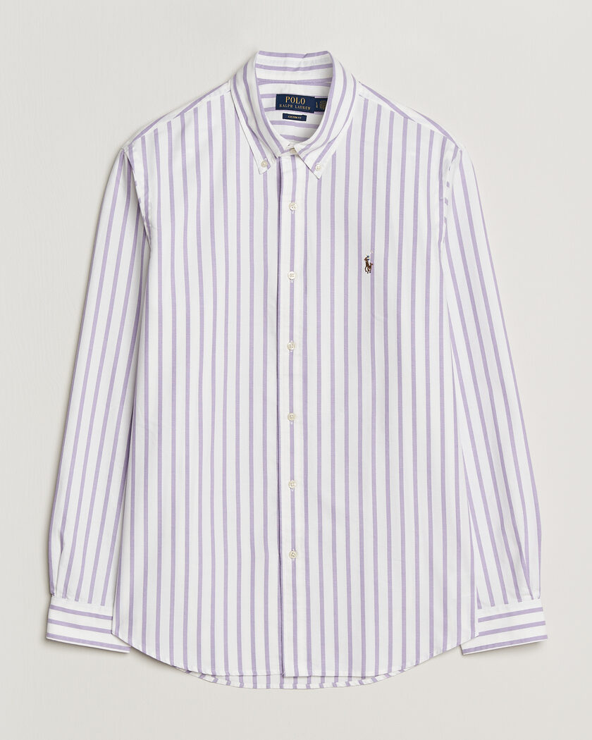 Polo Ralph Lauren Custom Fit Striped Oxford Shirt Purple – Violet