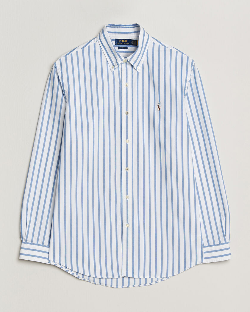 Polo Ralph Lauren Custom Fit Striped Oxford Shirt Blue – Bleu