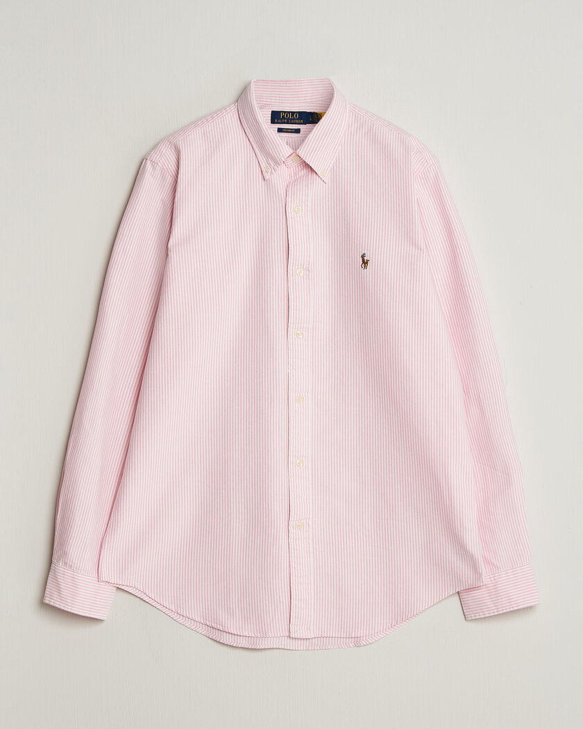 Polo Ralph Lauren Custom Fit Micro Striped Oxford Shirt Pink – Rose