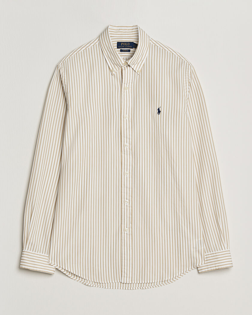 Polo Ralph Lauren Custom Fit Poplin Striped Shirt Coastal Beige – Beige