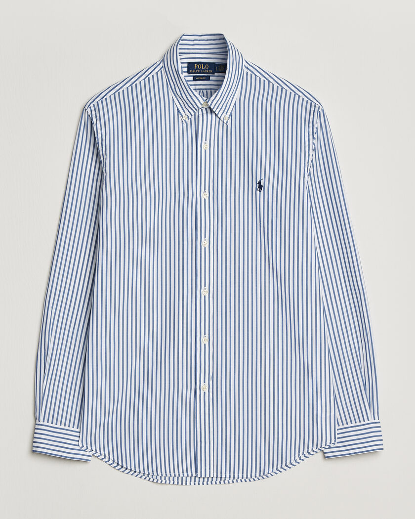 Polo Ralph Lauren Custom Fit Poplin Striped Shirt Blue – Bleu