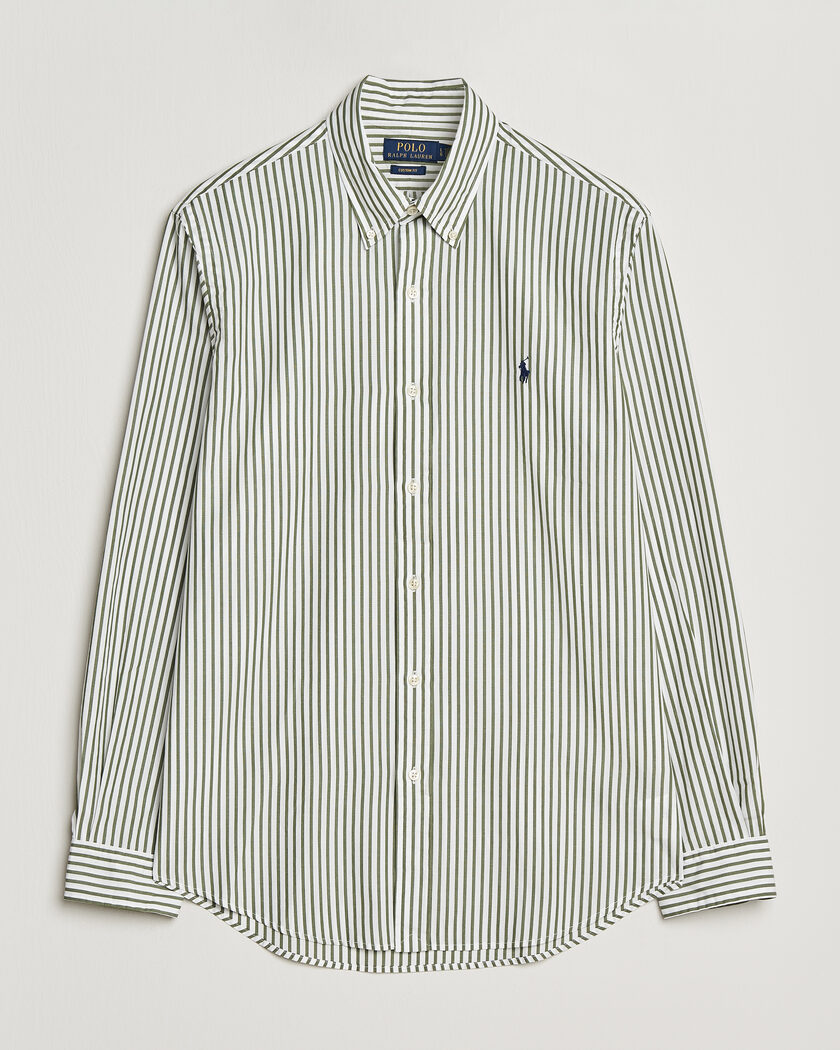 Polo Ralph Lauren Custom Fit Poplin Striped Shirt Garden Trail – Vert
