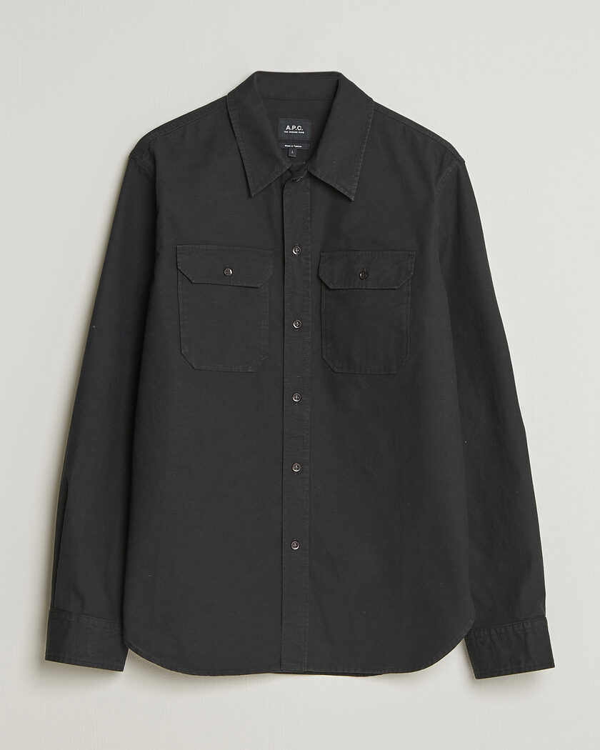 A.P.C. Safari Cotton/Linen Overshirt Faded Black – Noir