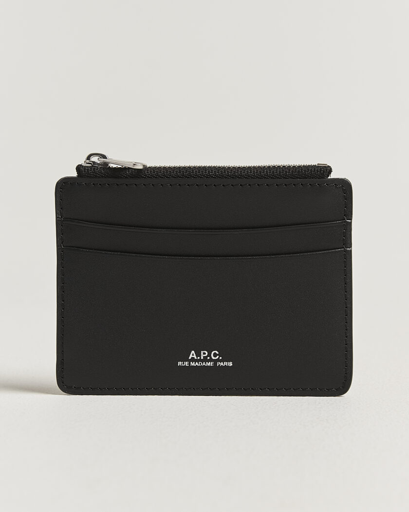 A.P.C. Zip Calf Leather Card Holder Black – Noir