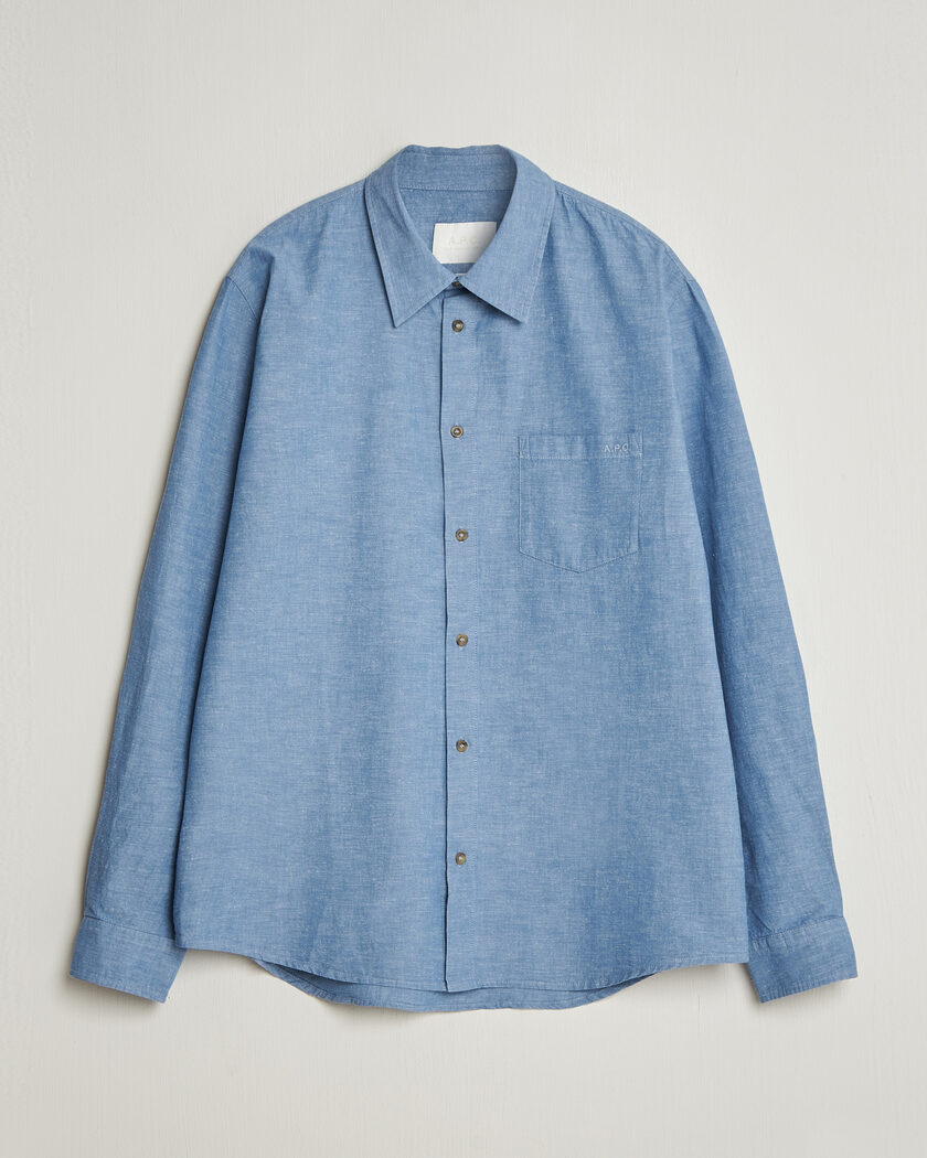 A.P.C. Harris Cotton/Linen Shirt Blue – Bleu