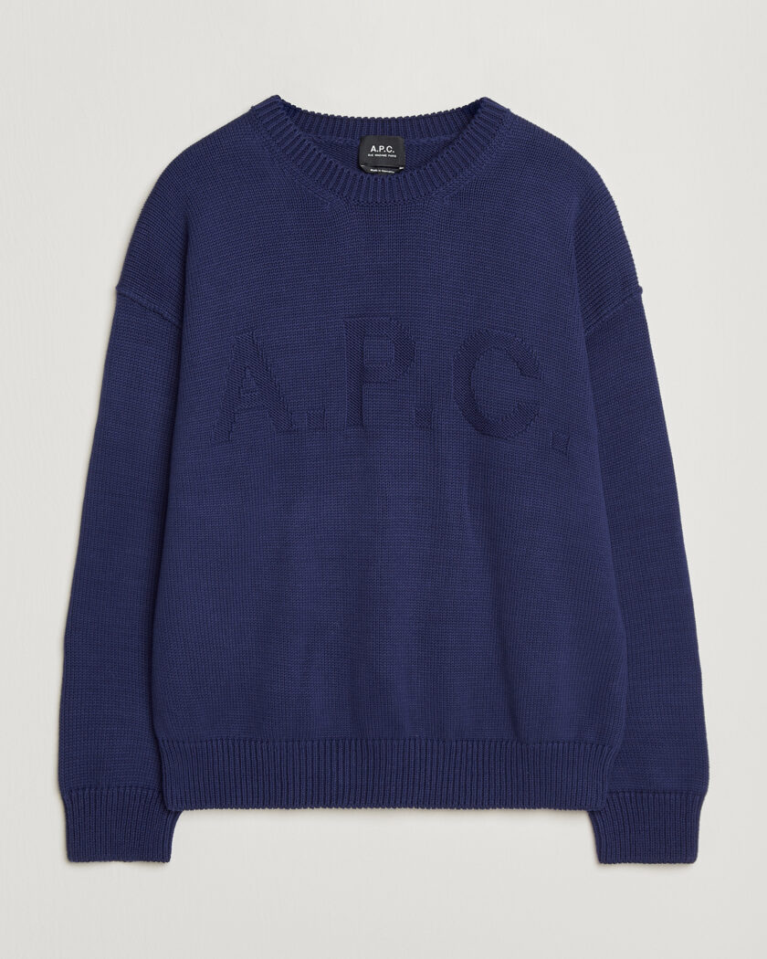A.P.C. Leo Cotton Knitted Sweater Dark Blue – Bleu